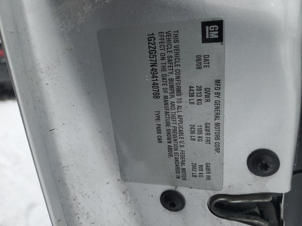 2009 Pontiac G6 VIN 1G2ZG57N494140788 Copart auction photo, rear end damage thumbnail 12