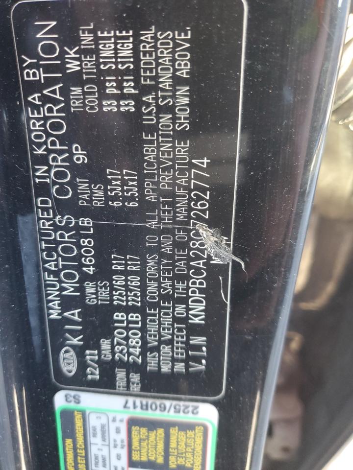 2012 KIA Sportage VIN KNDPBCA28C7262774 Copart auction photo, front end damage thumbnail 13