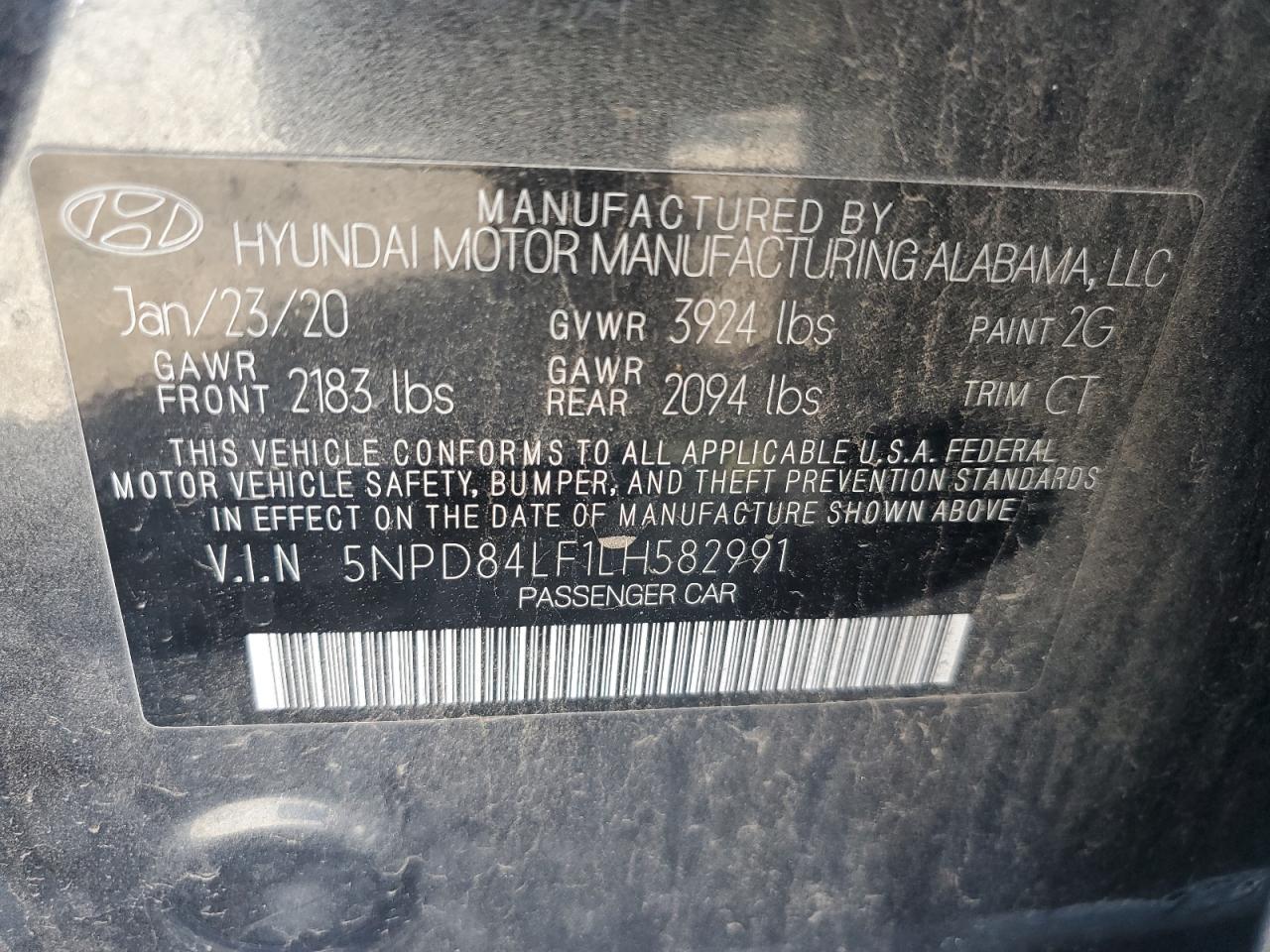 2020 Hyundai Elantra VIN 5NPD84LF1LH582991 Copart auction photo, front end damage thumbnail 13