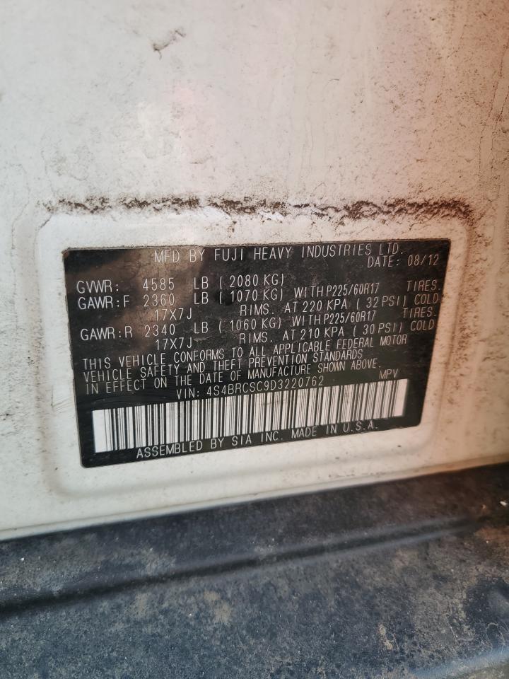 2013 Subaru Outback VIN 4S4BRCSC9D3220762 Copart auction photo, rear end / undercarriage damage thumbnail 13