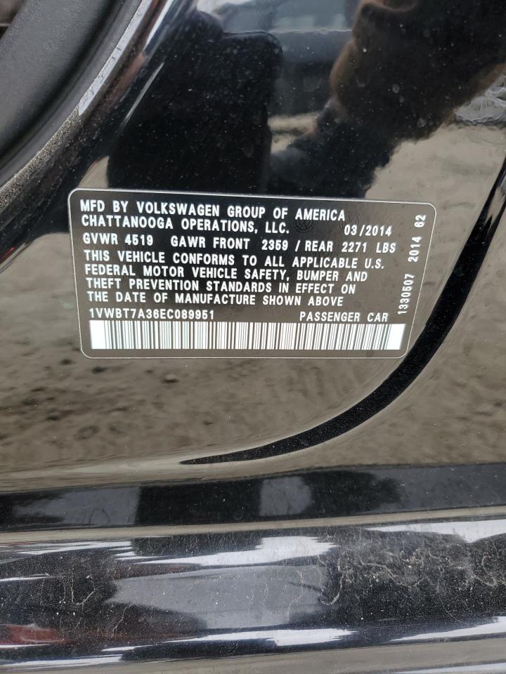 2014 Volkswagen Passat VIN 1VWBT7A36EC089951 Copart auction photo, side / minor dent/scratches damage thumbnail 13
