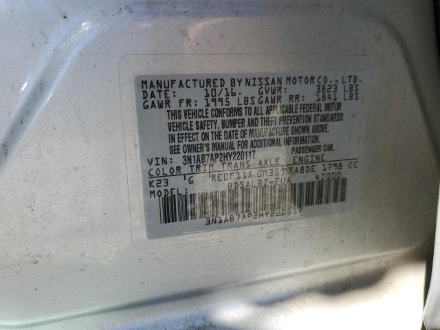 2017 Nissan Sentra VIN 3N1AB7AP2HY220117 Copart auction photo, front end damage thumbnail 12