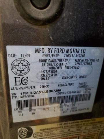 2010 Ford Expedition VIN 1FMJU2A51AEB07296 Copart auction photo, front end / minor dent/scratches damage thumbnail 13