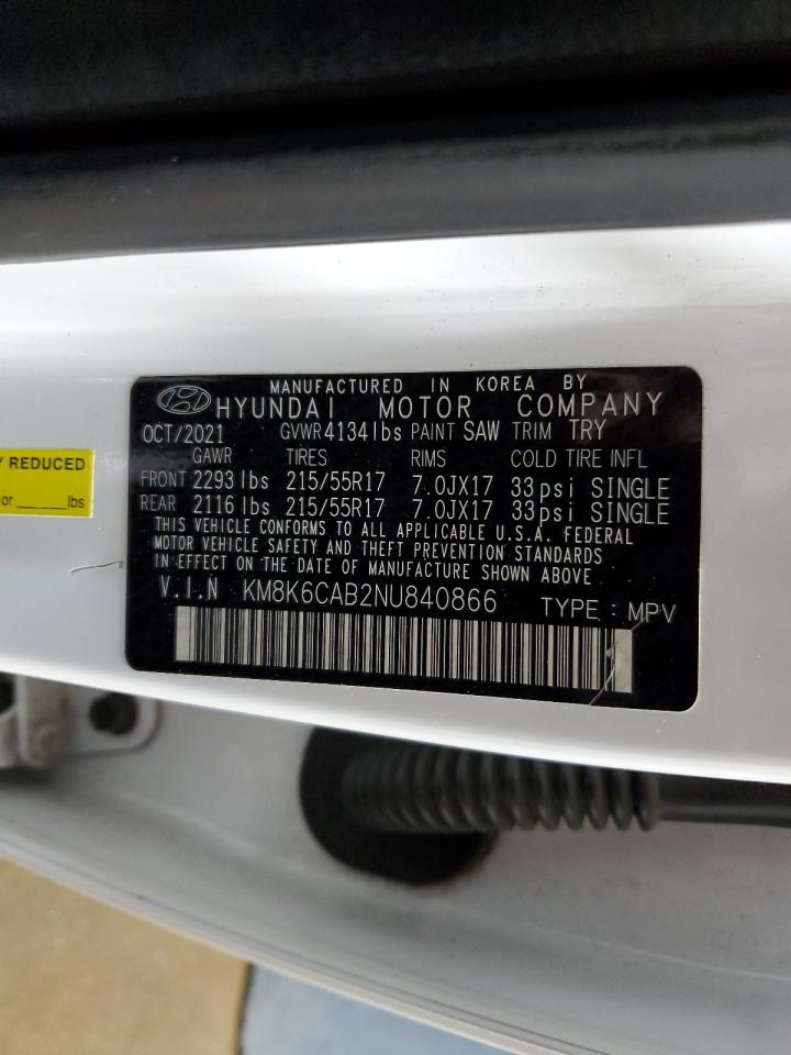 2022 Hyundai Kona VIN KM8K6CAB2NU840866 Copart auction photo, front end / rear end damage thumbnail 14