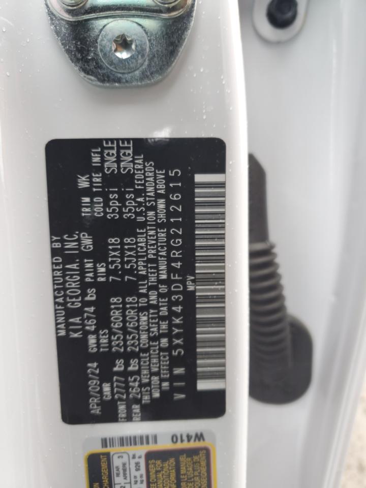 2024 KIA Sportage VIN 5XYK43DF4RG212615 Copart auction photo, water/flood damage thumbnail 14