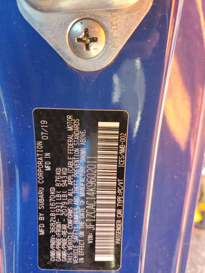 2019 Subaru BRZ VIN JF1ZCAC14K9602011 Copart auction photo, side / undercarriage damage thumbnail 12