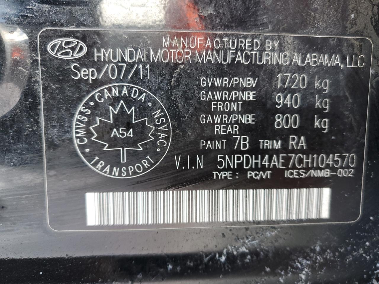 2012 Hyundai Elantra VIN 5NPDH4AE7CH104570 Copart auction photo, rear end / minor dent/scratches damage thumbnail 12