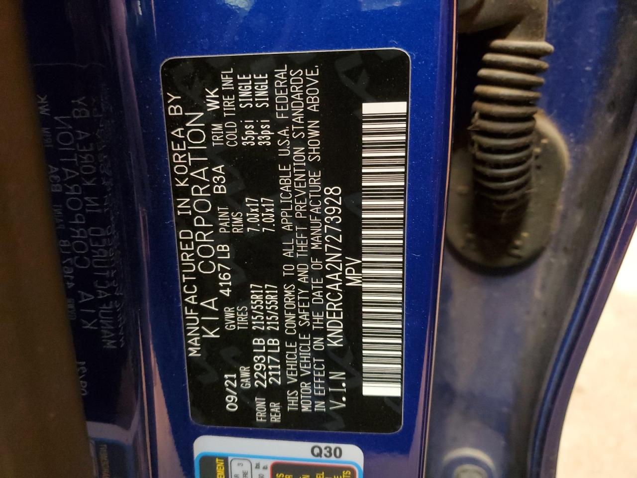 2022 KIA Seltos VIN KNDERCAA2N7273928 Copart auction photo, front end / minor dent/scratches damage thumbnail 16