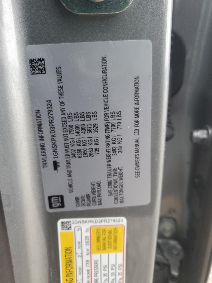 2023 Chevrolet Tahoe VIN 1GNSKPKD3PR279324 Copart auction photo, rear end damage thumbnail 13