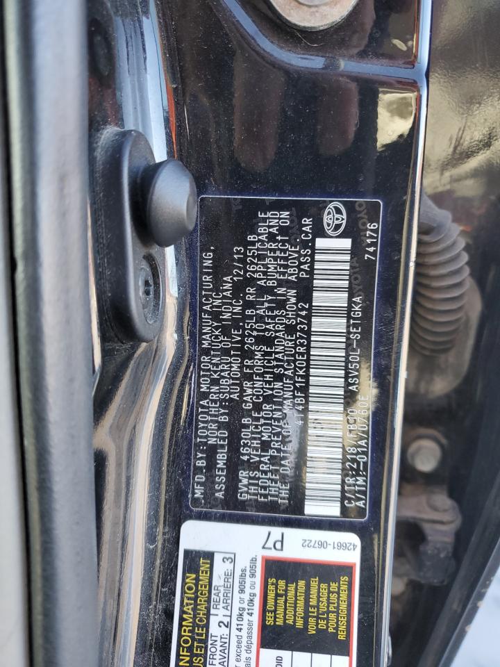 2014 Toyota Camry VIN 4T4BF1FK0ER373742 Copart auction photo, front end damage thumbnail 14