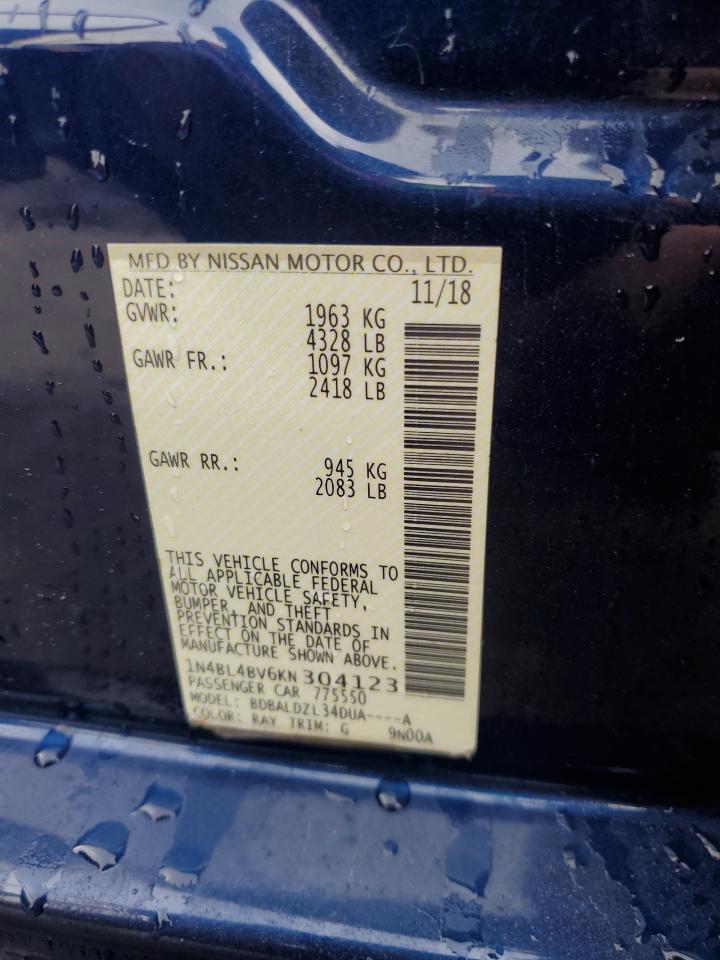 2019 Nissan Altima VIN 1N4BL4BV6KN304123 Copart auction photo, front end damage thumbnail 13