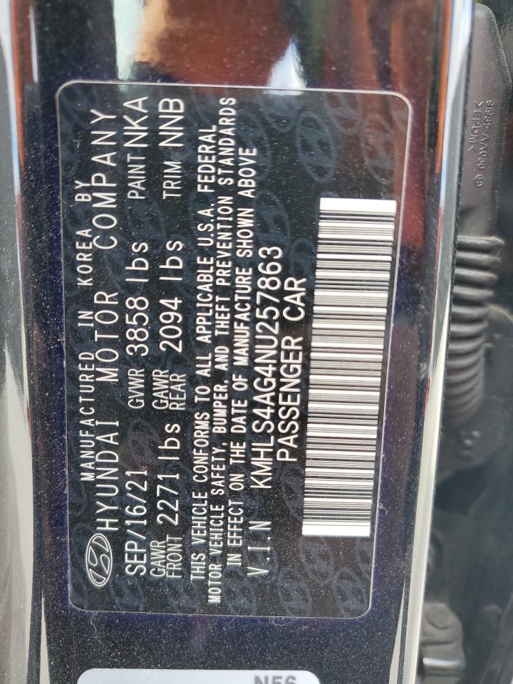 2022 Hyundai Elantra VIN KMHLS4AG4NU257863 Copart auction photo, front end / side damage thumbnail 13