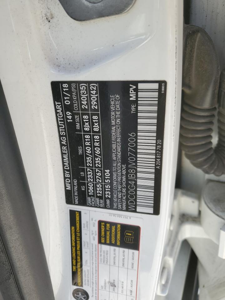 2018 Mercedes-Benz GLC VIN WDC0G4JB8JV077006 Copart auction photo, side damage thumbnail 15