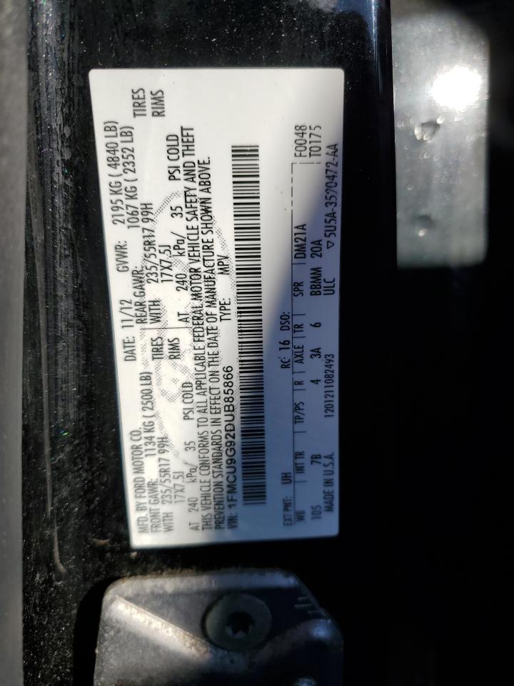 2013 Ford Escape VIN 1FMCU9G92DUB85866 Copart auction photo, front end damage thumbnail 13