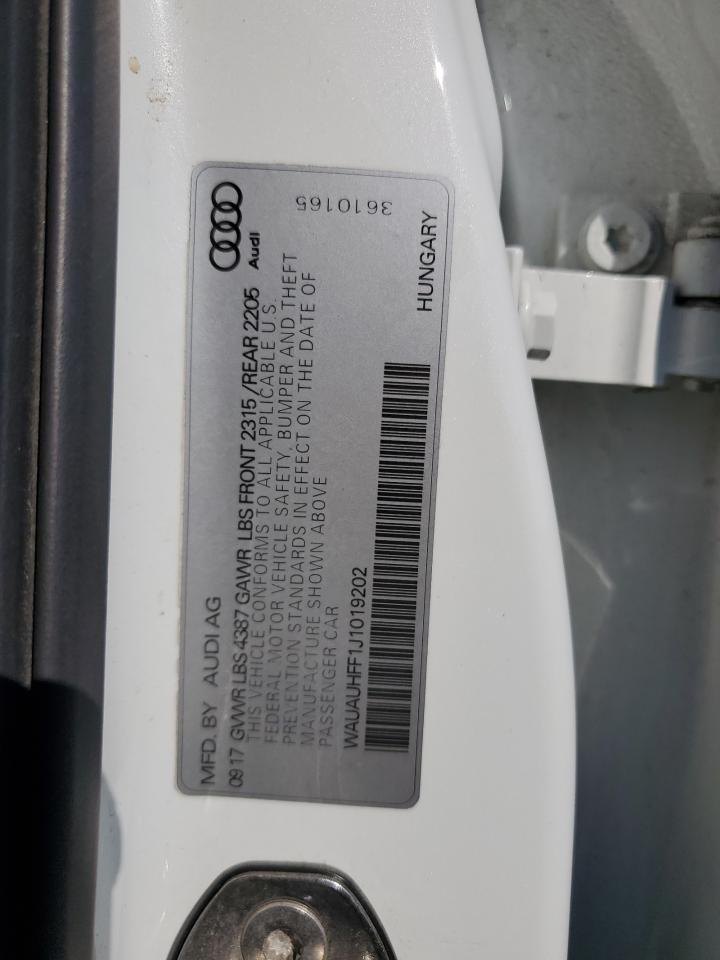 2018 Audi A3 VIN WAUAUHFF1J1019202 Copart auction photo, all over damage thumbnail 12