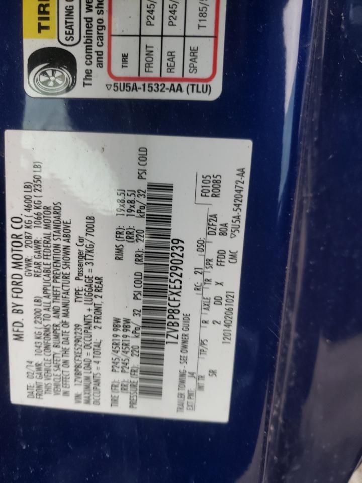 2014 Ford Mustang VIN 1ZVBP8CFXE5290239 Copart auction photo, water/flood / all over damage thumbnail 13