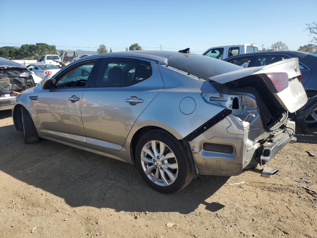 2014 KIA Optima VIN 5XXGN4A73EG298505 Copart auction photo, rear end / top/roof damage thumbnail 2