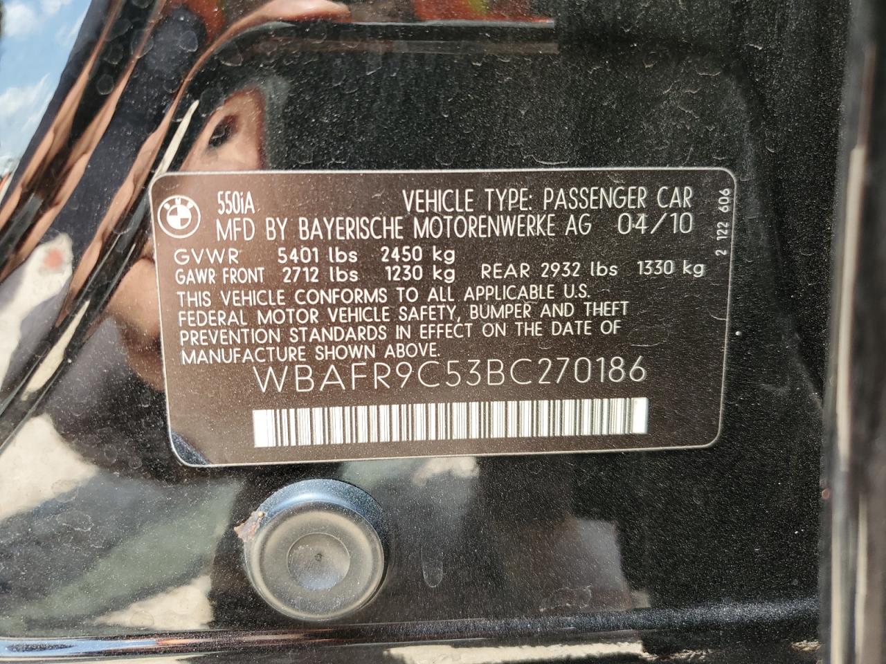 2011 BMW 5er VIN WBAFR9C53BC270186 Copart auction photo, burn - engine damage thumbnail 14