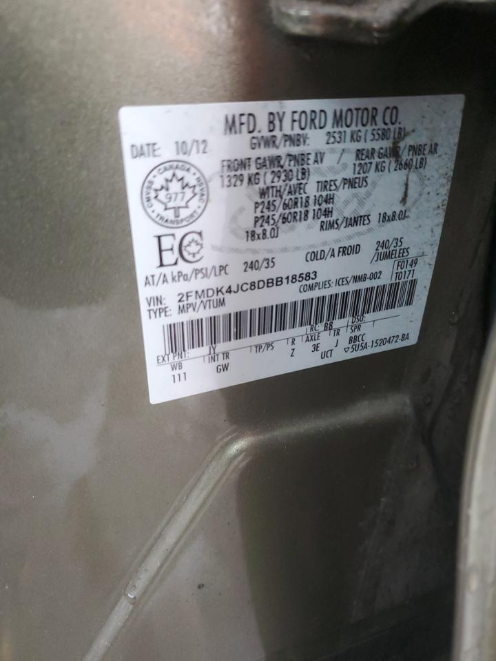 2013 Ford Edge VIN 2FMDK4JC8DBB18583 Copart auction photo, minor dent/scratches damage thumbnail 12
