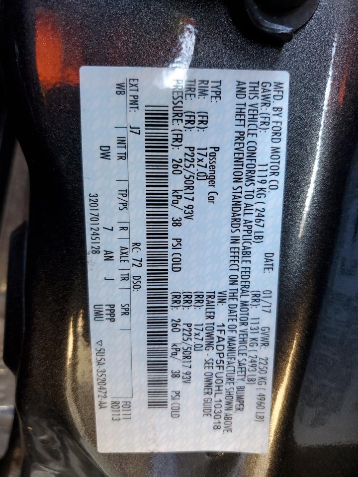 2017 Ford C-MAX VIN 1FADP5FU0HL103018 Copart auction photo, front end damage thumbnail 12