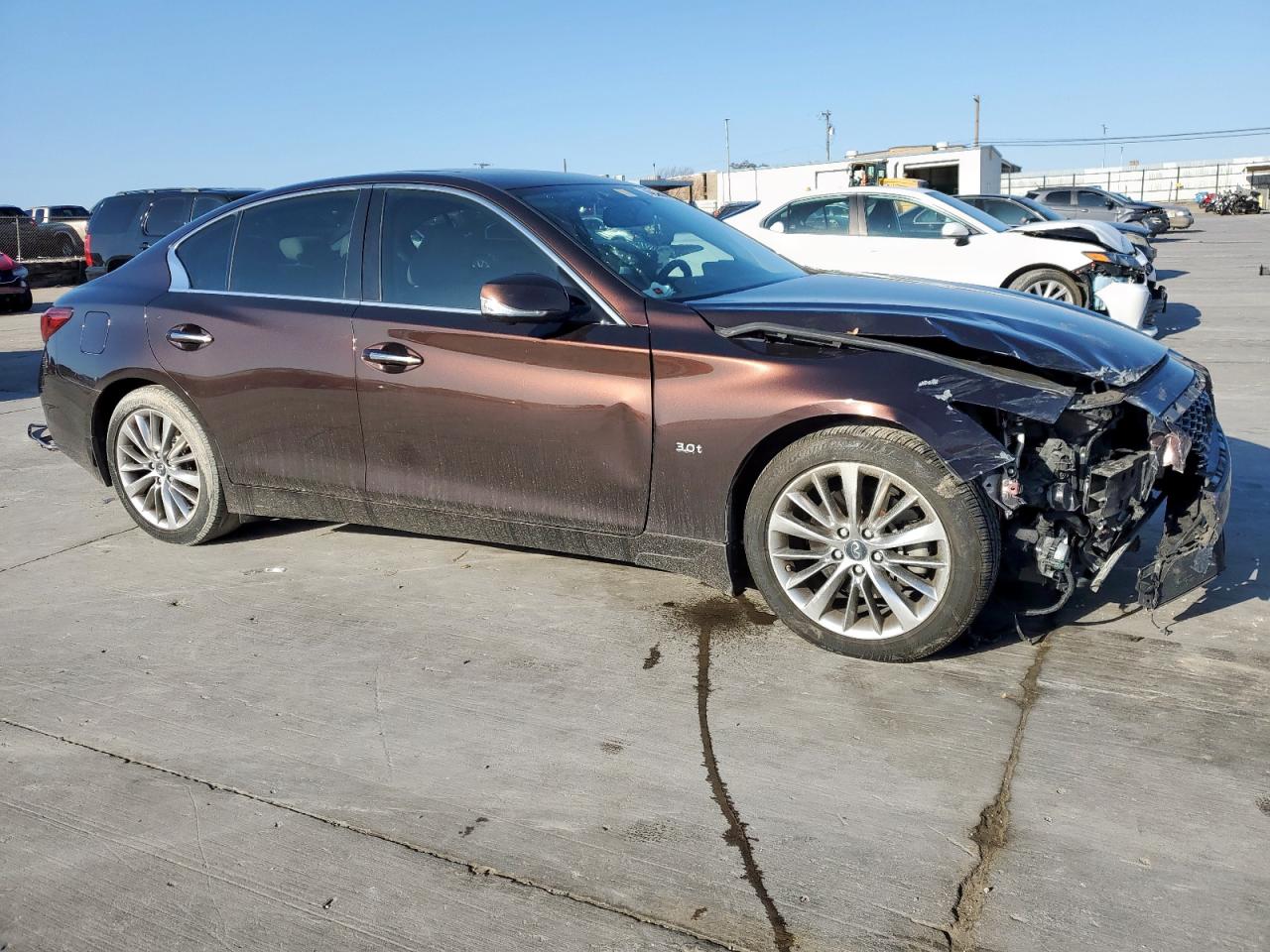 2018 Infiniti Q50 VIN JN1EV7AP8JM355782 Copart auction photo, front end / side damage thumbnail 4