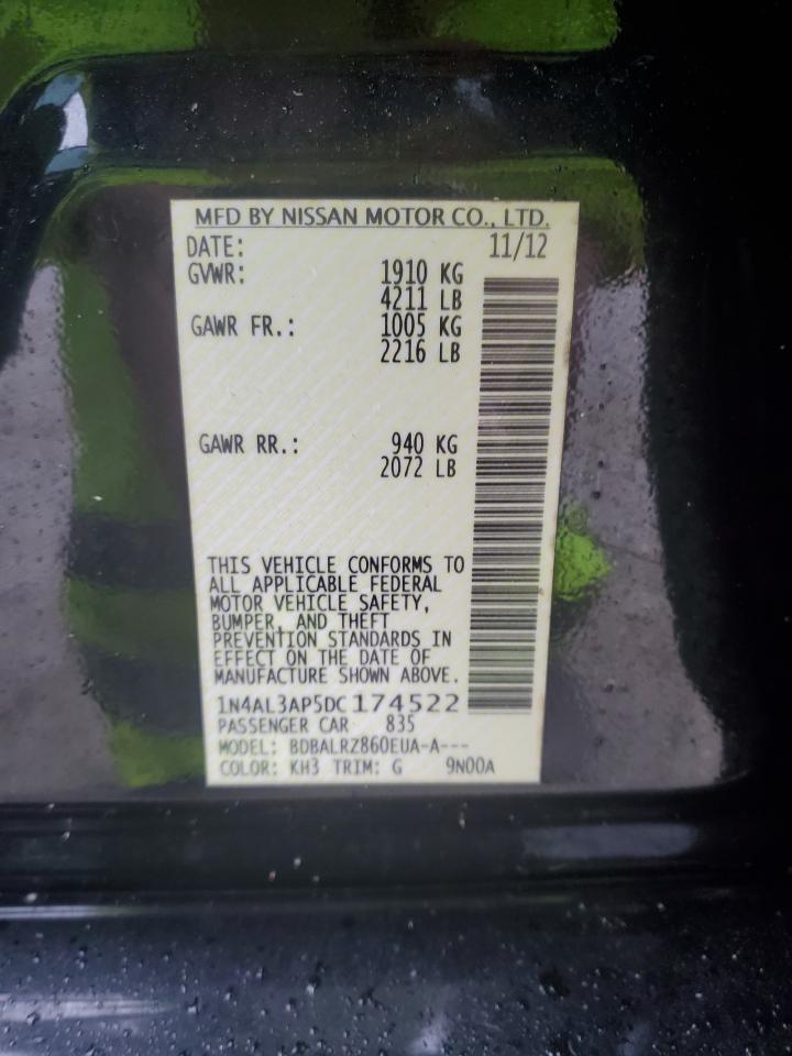 2013 Nissan Altima VIN 1N4AL3AP5DC174522 Copart auction photo, rear end damage thumbnail 13