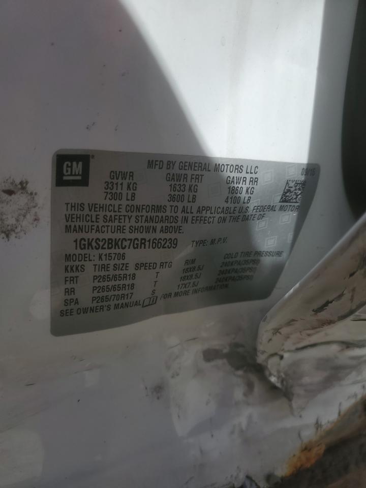 2016 GMC Yukon VIN 1GKS2BKC7GR166239 Copart auction photo, side damage thumbnail 15