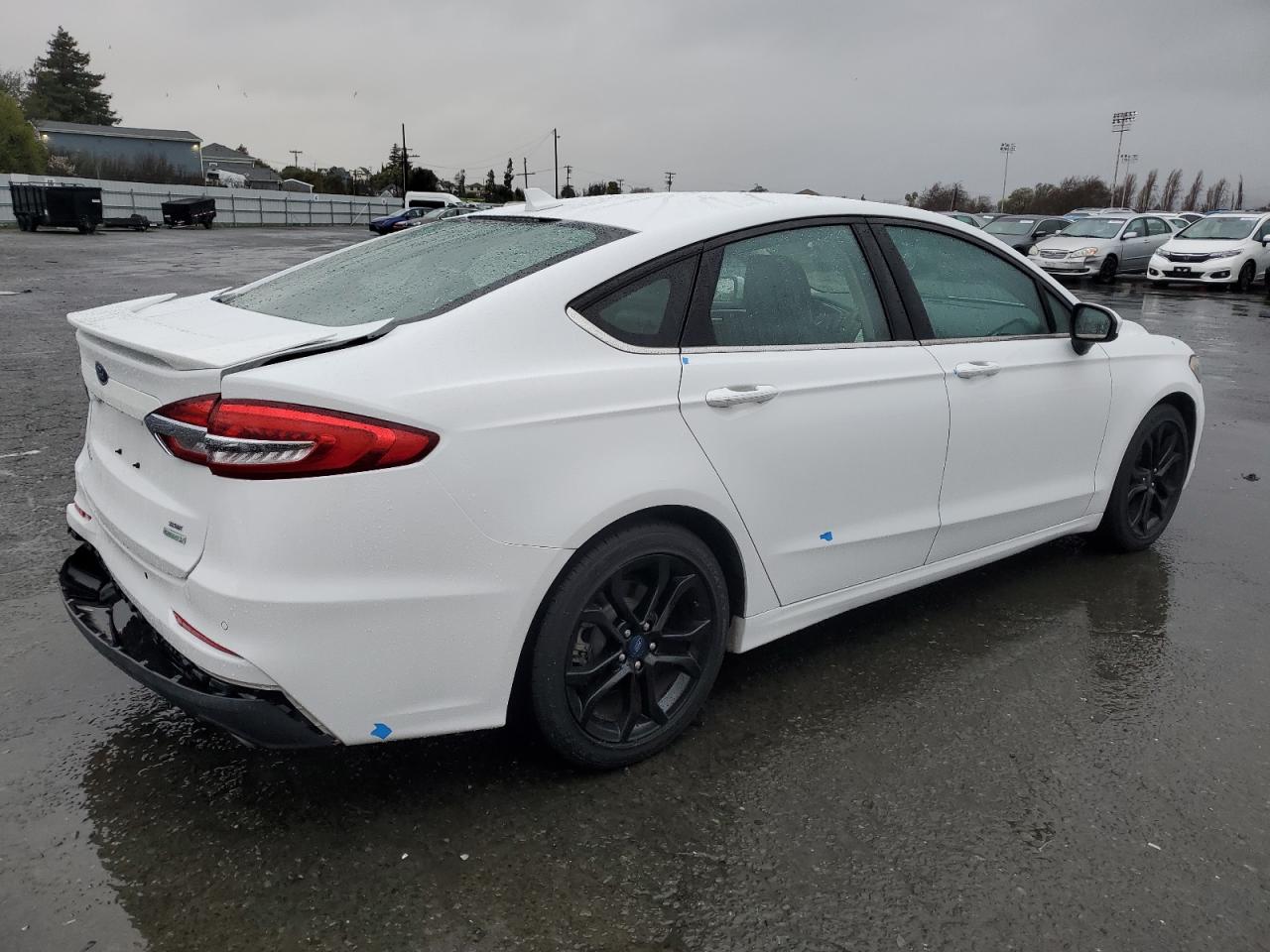 2019 Ford Fusion VIN 3FA6P0HD4KR134483 Copart auction photo, rear end / side damage thumbnail 3