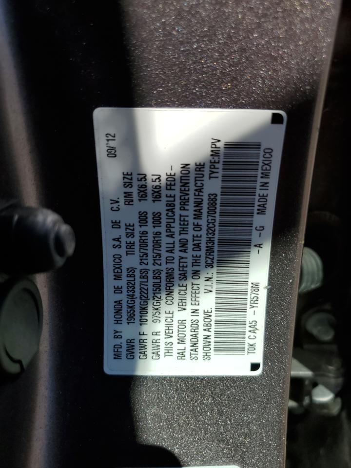 2012 Honda CR-V VIN 3CZRM3H32CG700883 Copart auction photo, rear end / front end damage thumbnail 13
