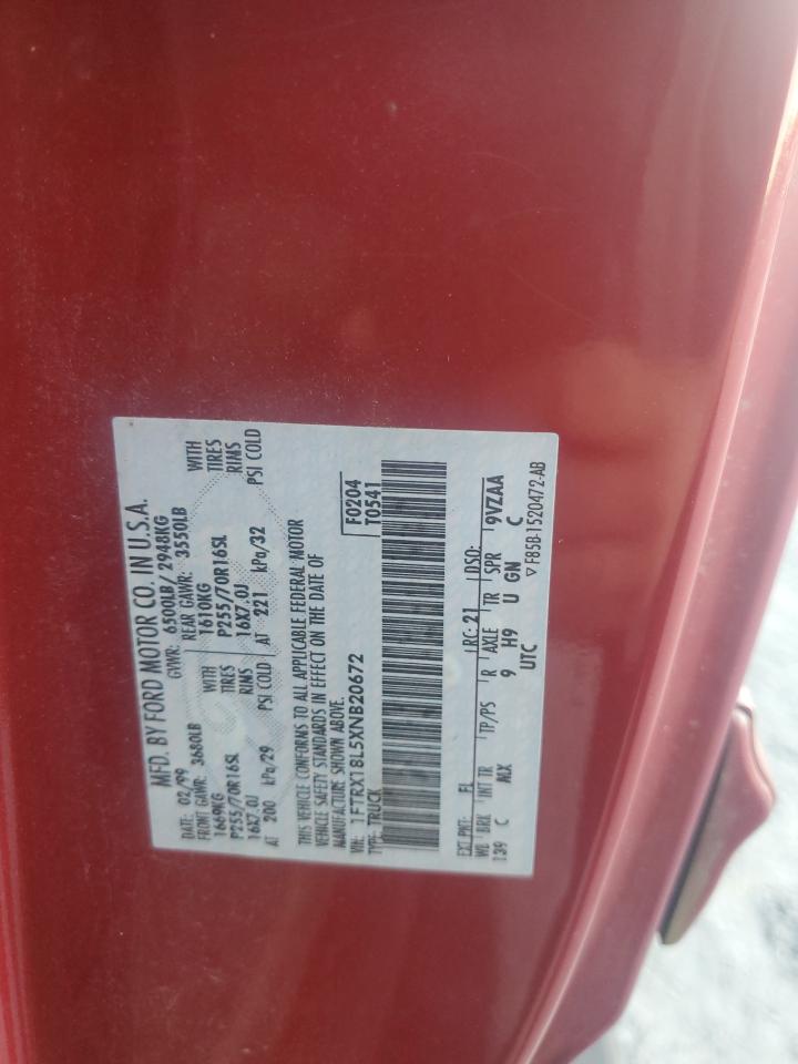 1999 Ford F-150 VIN 1FTRX18L5XNB20672 Copart auction photo, front end damage thumbnail 12