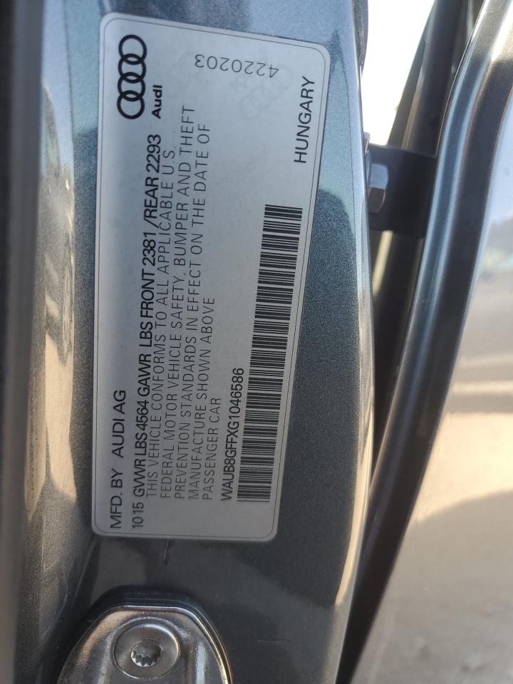 2016 Audi A3 VIN WAUB8GFFXG1046586 Copart auction photo, rear end / undercarriage damage thumbnail 12
