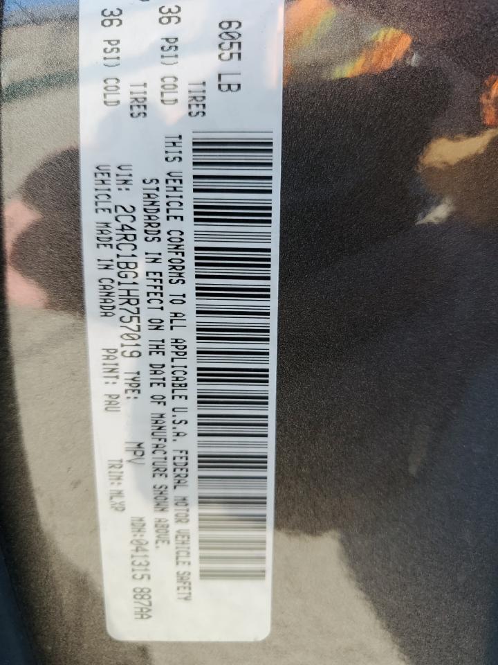 2017 Chrysler Pacifica VIN 2C4RC1BG1HR757019 Copart auction photo, front end damage thumbnail 14