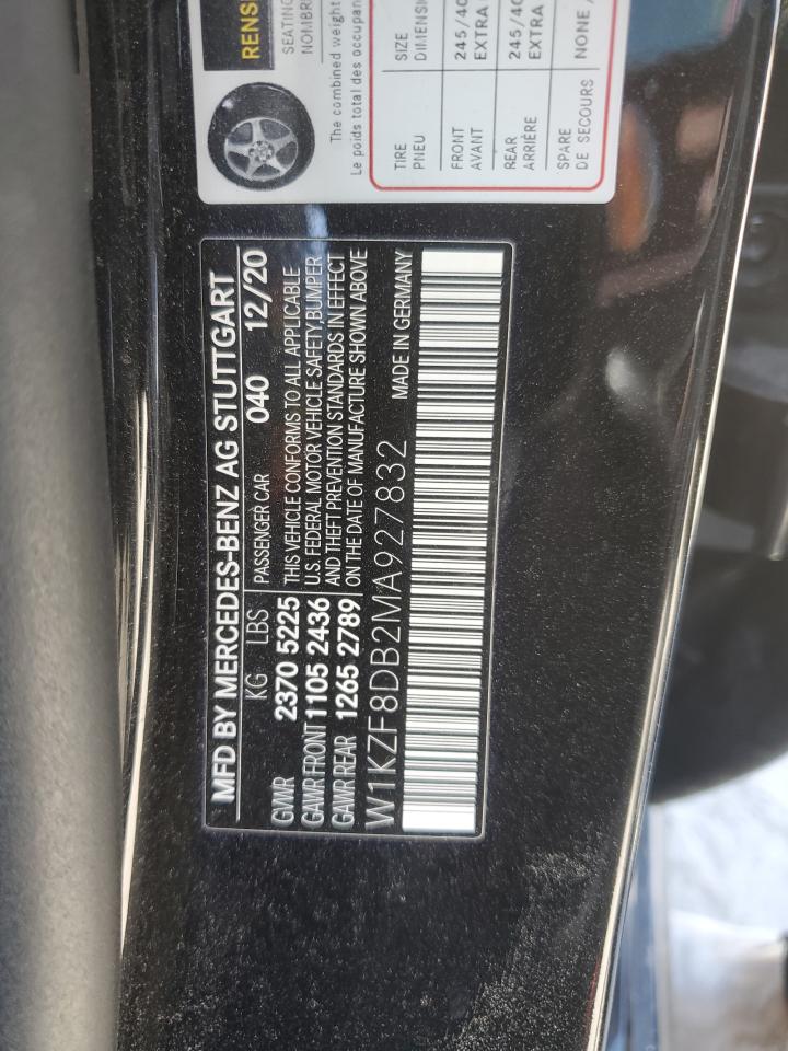 2021 Mercedes-Benz E-klasse VIN W1KZF8DB2MA927832 Copart auction photo, front end / minor dent/scratches damage thumbnail 14