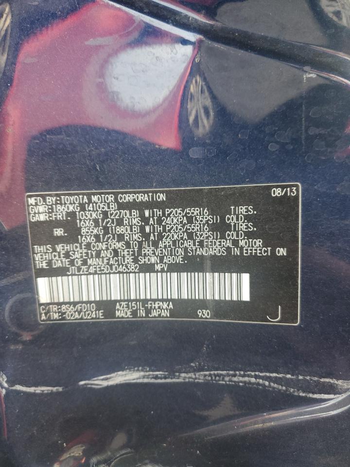 2013 Toyota xB VIN JTLZE4FE5DJ046382 Copart auction photo, side / frame damage damage thumbnail 13