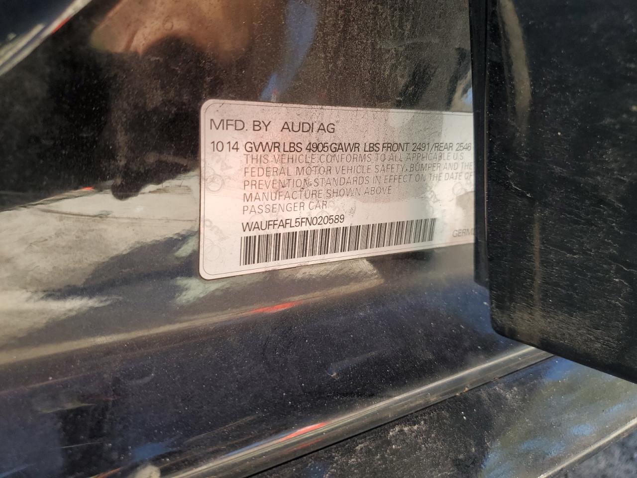 2015 Audi A4 VIN WAUFFAFL5FN020589 Copart auction photo, mechanical / minor dent/scratches damage thumbnail 12