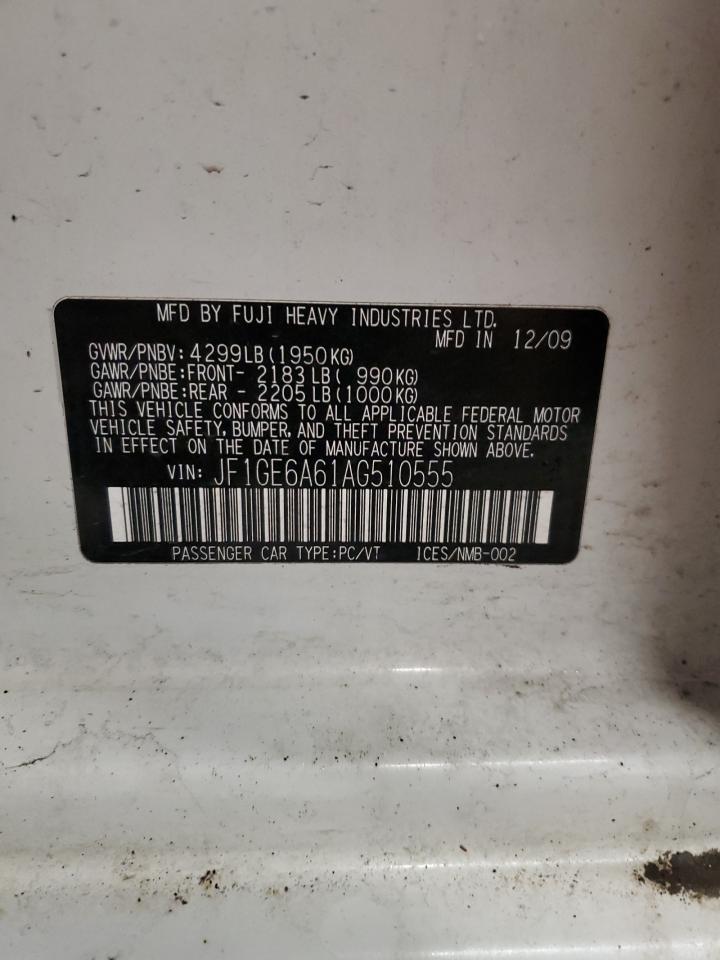 2010 Subaru Impreza VIN JF1GE6A61AG510555 Copart auction photo, front end / side damage thumbnail 12