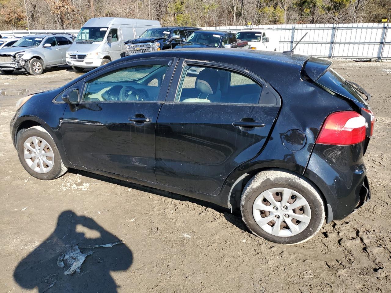 2013 KIA Rio VIN KNADM5A36D6100289 Copart auction photo, rear end / side damage thumbnail 2