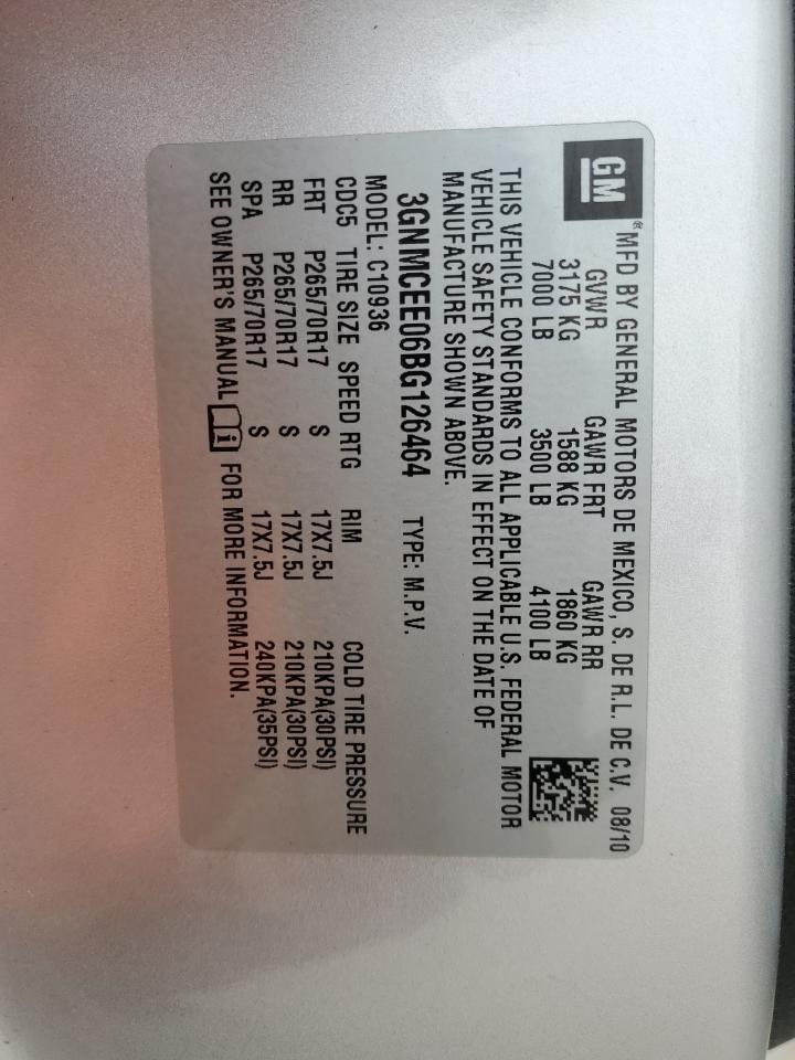 2011 Chevrolet Avalanche VIN 3GNMCEE06BG126464 Copart auction photo, minor dent/scratches damage thumbnail 12