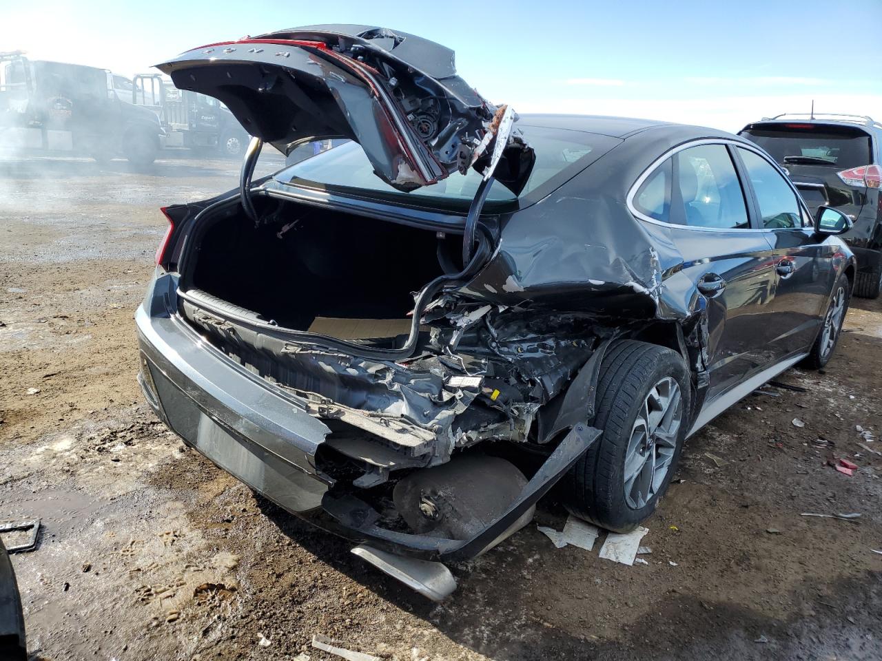 2022 Hyundai Sonata VIN KMHL64JA6NA192211 Copart auction photo, rear end / side damage thumbnail 3