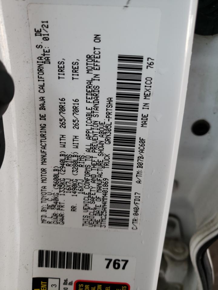 2021 Toyota Tacoma VIN 3TMCZ5AN4MM401869 Copart auction photo, rear end / front end damage thumbnail 13