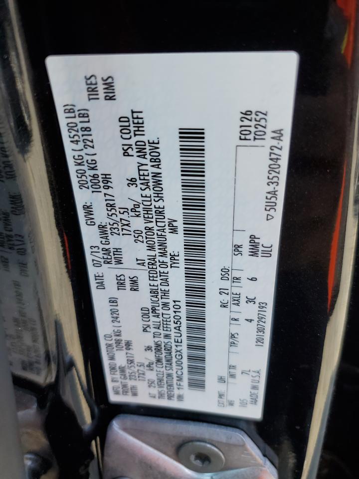2014 Ford Escape VIN 1FMCU0GX1EUA50101 Copart auction photo, front end / minor dent/scratches damage thumbnail 13