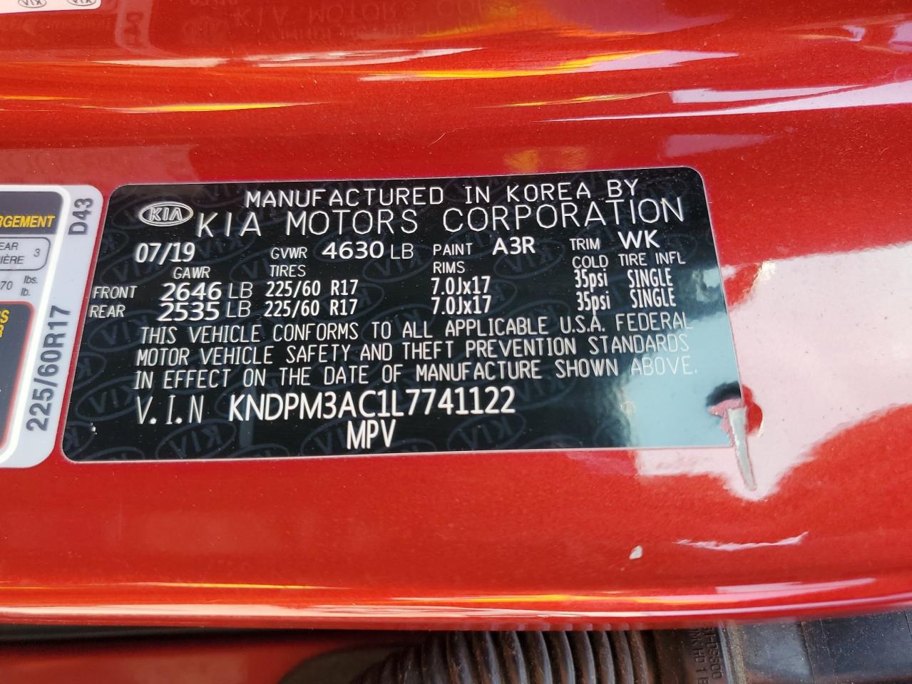 2020 KIA Sportage VIN KNDPM3AC1L7741122 Copart auction photo, undercarriage / front end damage thumbnail 12