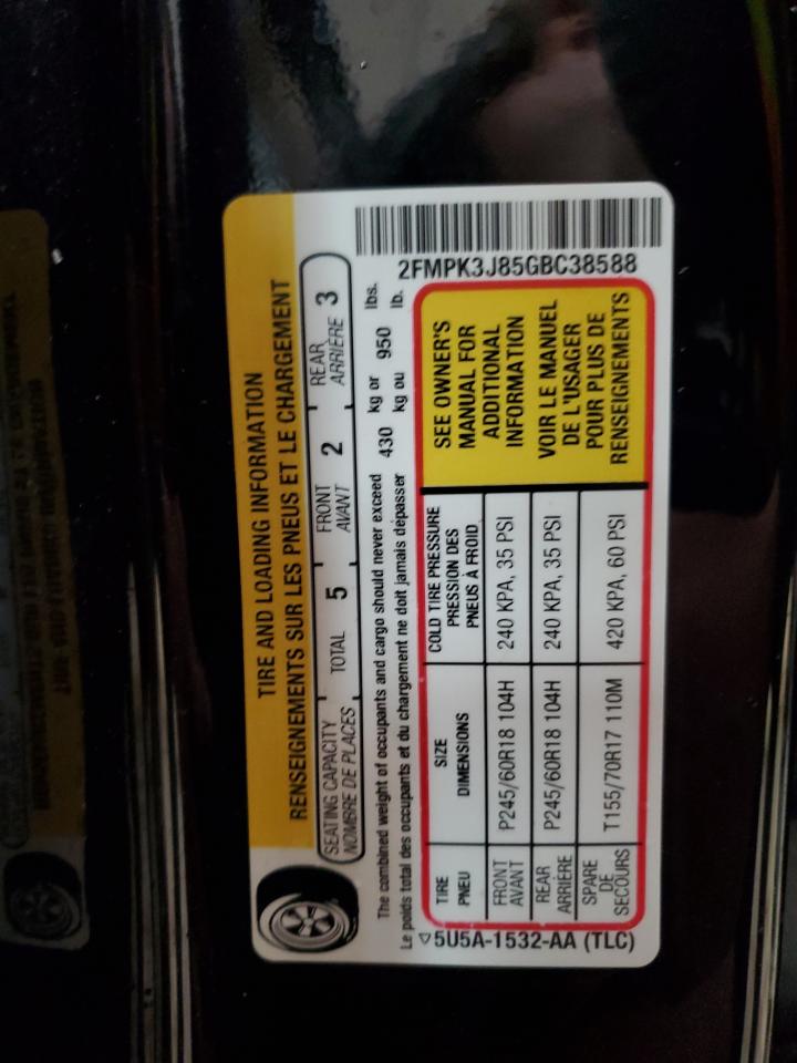 2016 Ford Edge VIN 2FMPK3J85GBC38588 Copart auction photo, side / front end damage thumbnail 14