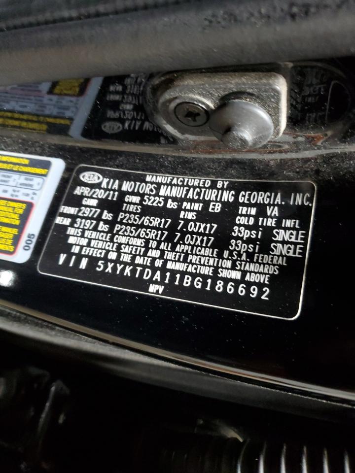2011 KIA Sorento VIN 5XYKTDA11BG186692 Copart auction photo, front end damage thumbnail 13