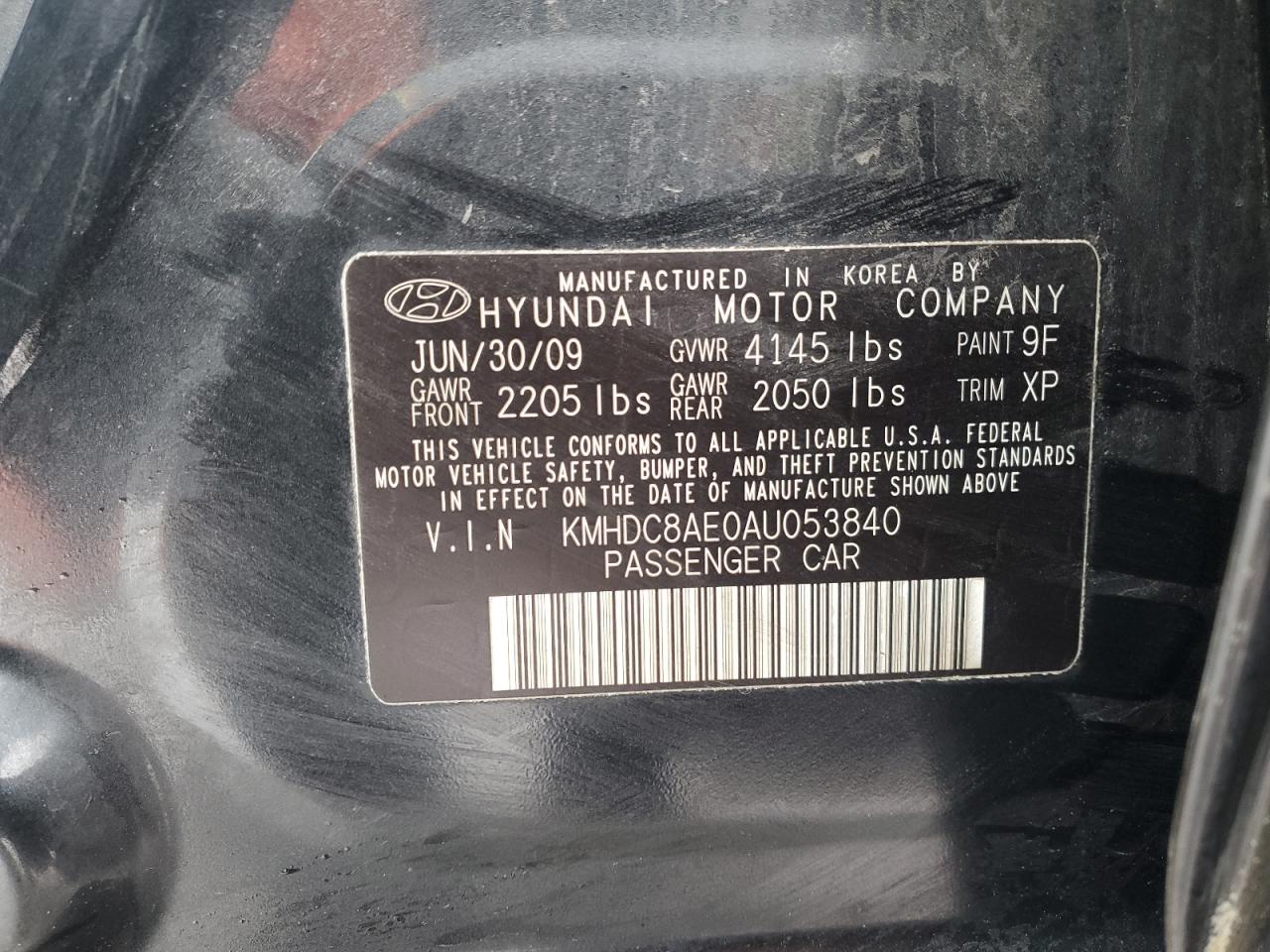 2010 Hyundai Elantra VIN KMHDC8AE0AU053840 Copart auction photo, rear end / all over damage thumbnail 12