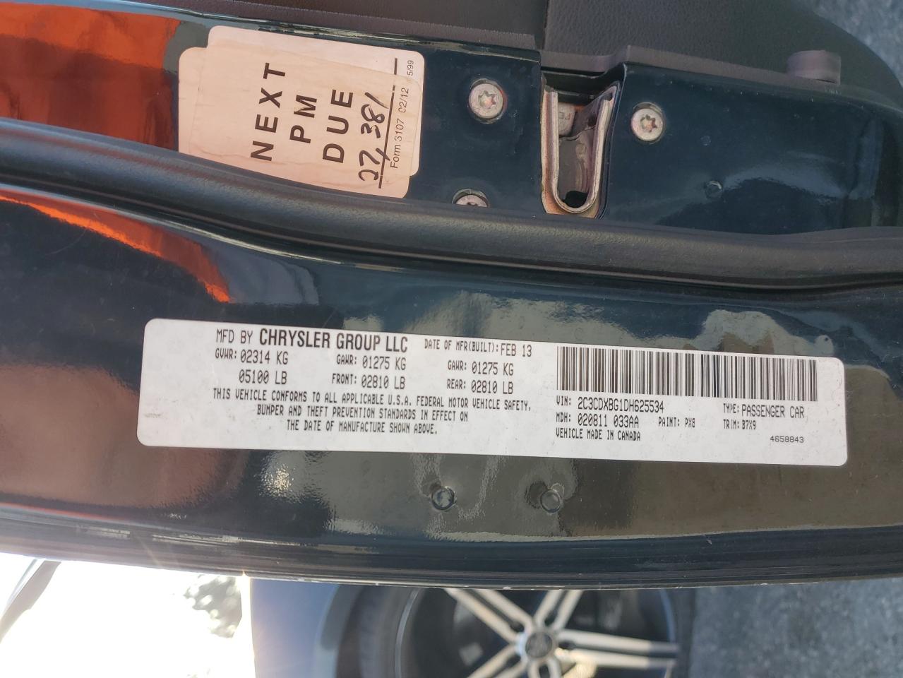 2013 Dodge Charger VIN 2C3CDXBG1DH625534 Copart auction photo, all over damage thumbnail 13