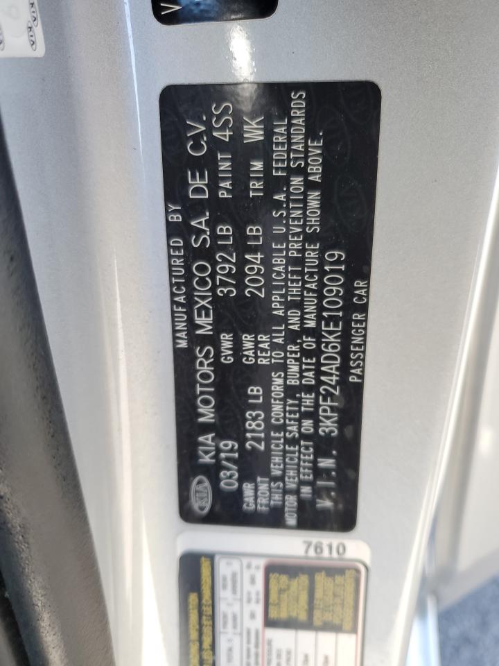 2019 KIA Forte VIN 3KPF24AD6KE109019 Copart auction photo, front end damage thumbnail 12