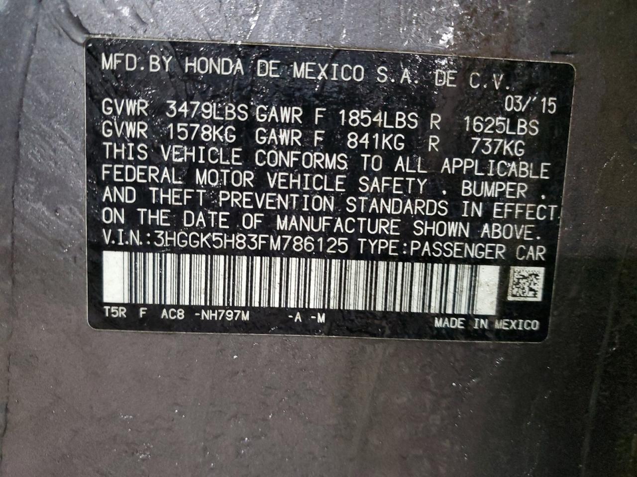 2015 Honda Fit VIN 3HGGK5H83FM786125 Copart auction photo, front end damage thumbnail 12