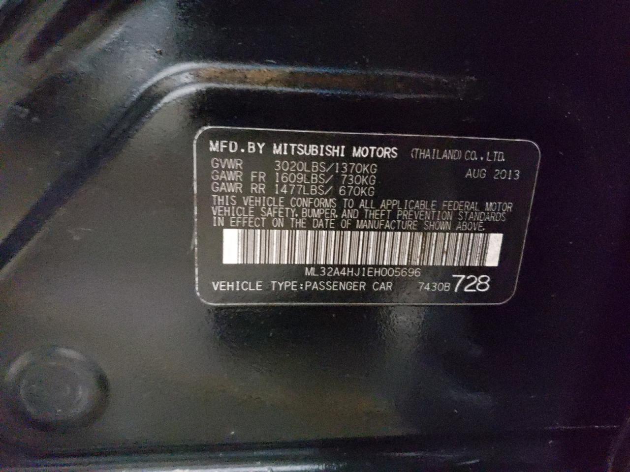 2014 Mitsubishi Mirage VIN ML32A4HJ1EH005696 Copart auction photo, front end damage thumbnail 14