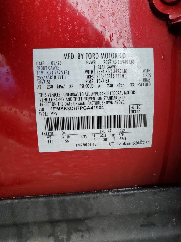 2023 Ford Explorer VIN 1FMSK8DH7PGA41904 Copart auction photo, rear end / front end damage thumbnail 14